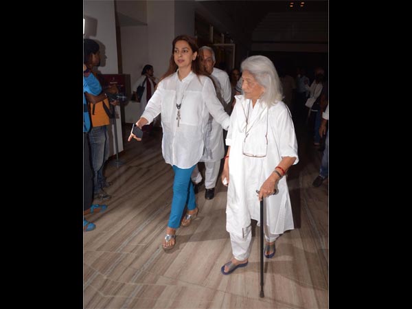 Juhi Chawla Arrives With Her Mother