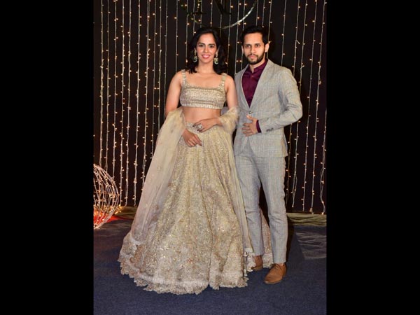 Saina Nehwal Arrives With Husband