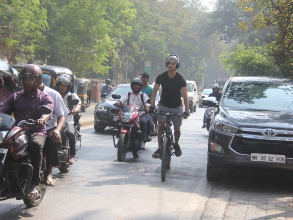 Ishaan Khatter Snapped Riding Bike With Headphones On