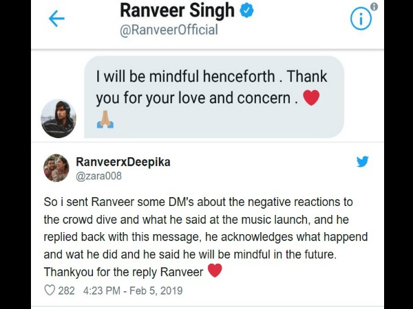 Ranveer Sends An Apology