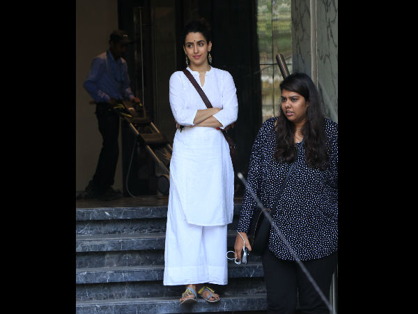 Sanya Malhotra Donning A White Ethnic Ensemble When Spotted