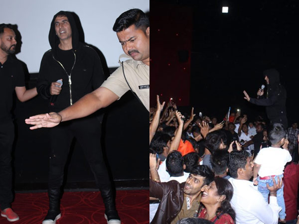 Akshay Interacts With Crowds At Kesari's Screening