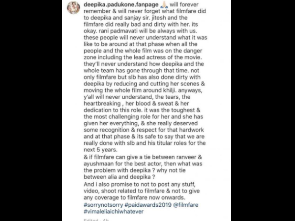 One Of Deepika's Fanclubs Cried Foul On Instagram One Of Deepika's Fanclubs Cried Foul On Instagram