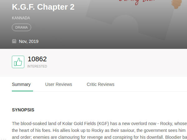 KGF Chapter 2 Beats Other Films On BookMyShow