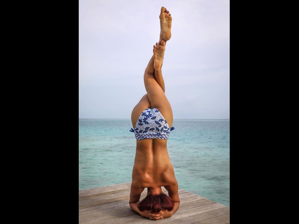 Aashka Goradia Goes Topless While Performing Yoga