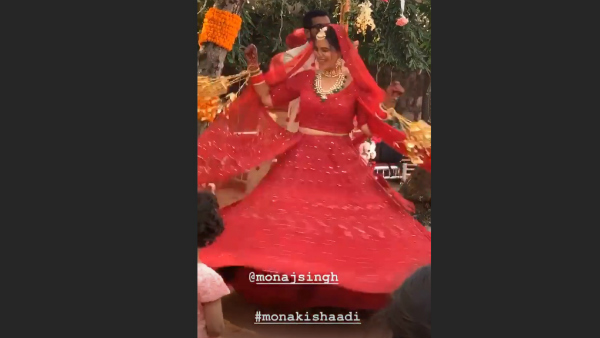 Mona Spinning In Her Red Lehenga