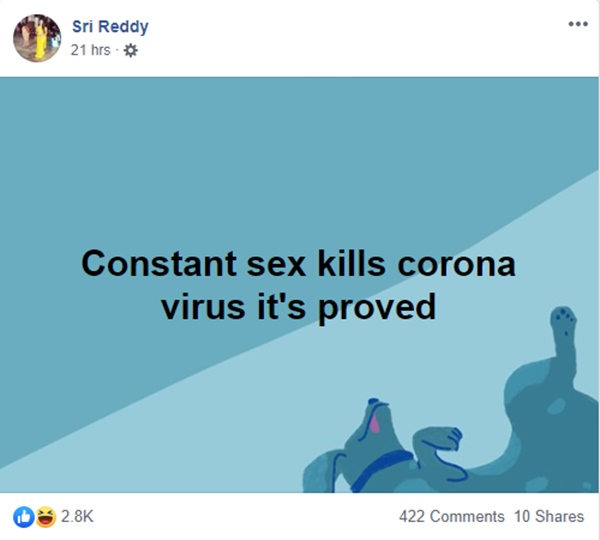 Sri Reddys Facebook Post Sri Reddys Facebook Post