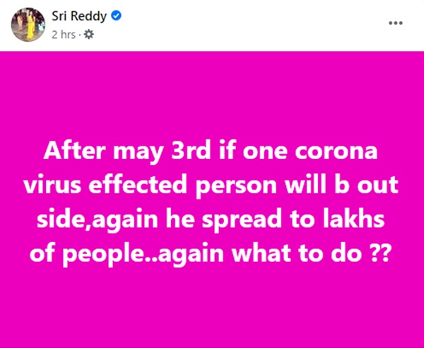 Sri Reddys Facebook Post