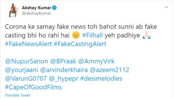 Akshay Kumar's Tweet Akshay Kumar's Tweet