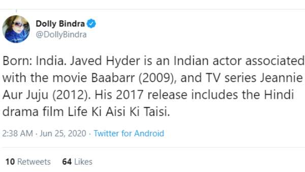 Dolly Bindra's Tweet Dolly Bindra's Tweet