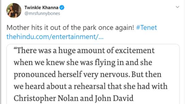 Twinkle's Tweet On Tenet Twinkle's Tweet On Tenet