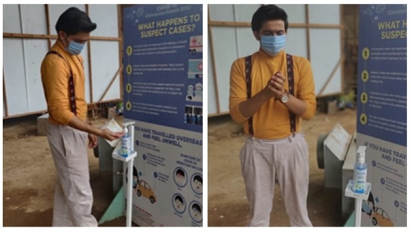 Pravisht Mishra Sanitizing His Hands