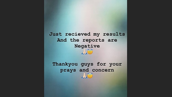 Erica Tests Negative For Coronavirus Erica Tests Negative For Coronavirus