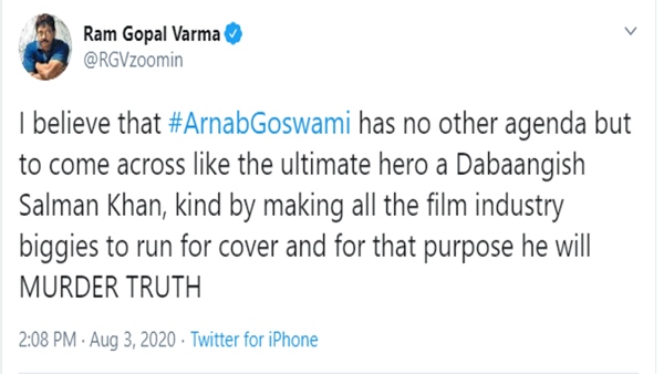 RGV Says Arnab Goswami Murders The Truth RGV Says Arnab Goswami Murders The Truth