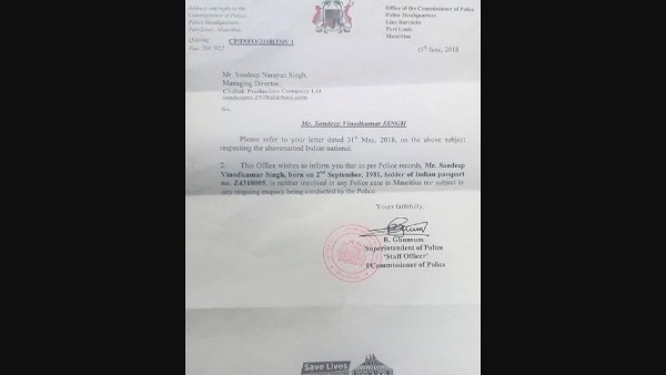 Sandip Ssingh Reacts To Claims Of A Case Against Him In Mauritius