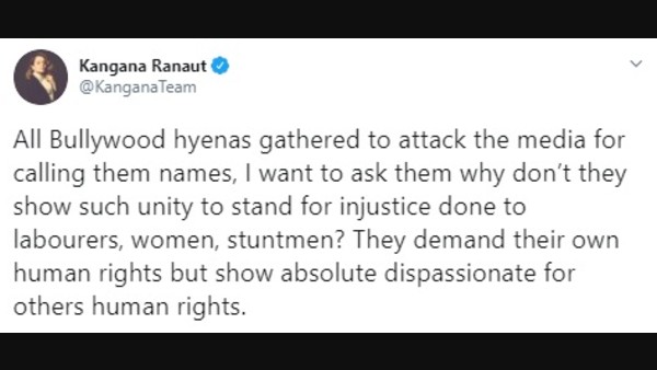 Kangana Calls Bollywood Producers Who Filed A Suit Against News Channels 'Hyenas'