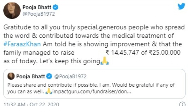 Pooja Bhatt On The Fundraising Campaign For Faraaz's Treatment Pooja Bhatt On The Fundraising Campaign For Faraaz's Treatment