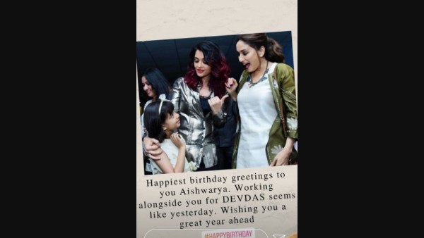 Meanwhile, Aishwarya's Devdas Co-Star Madhuri Dixit Wished Her With A Throwback Picture