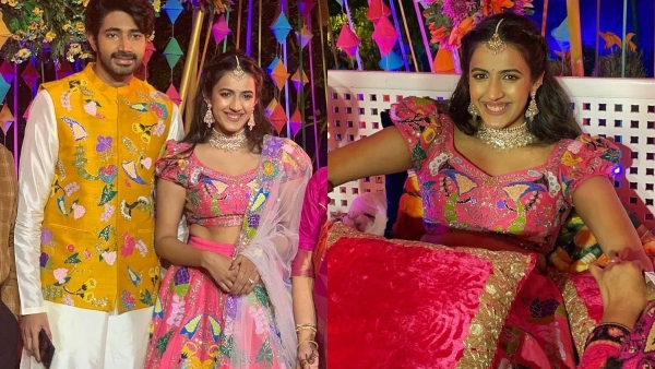 The blushing bride and handsome groom The blushing bride and handsome groom