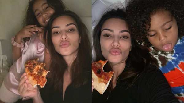 Kim's Pizza Party With Daughter North West