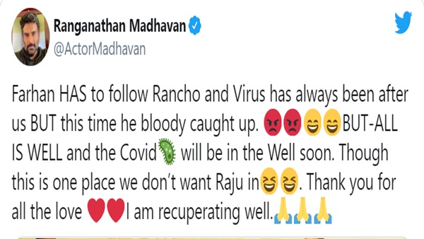 R Madhavan Tests Positive For COVID-19; Shares Funny Post With 3 Idiots Poster Featuring Aamir Khan R Madhavan Tests Positive For COVID-19; Shares Funny Post With 3 Idiots Poster Featuring Aamir Khan