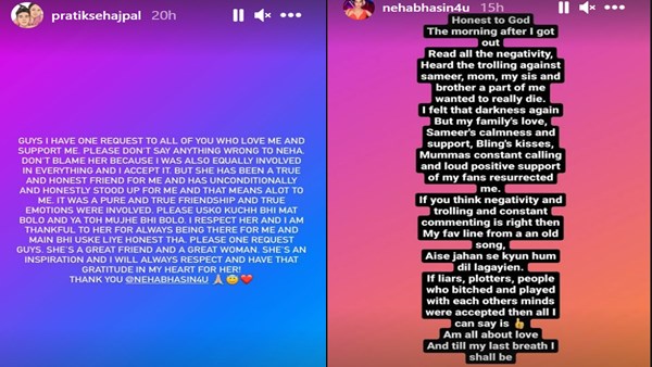 Bigg Boss OTT’s Pratik Sehajpal & Neha Bhasin React To Social Media Trolls On Their Bond; Read Statements Bigg Boss OTT’s Pratik Sehajpal & Neha Bhasin React To Social Media Trolls On Their Bond; Read Statements