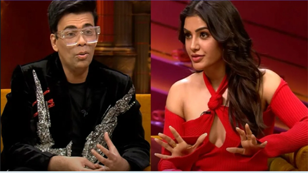 Samantha Ruth Prabhu is the most talked about actress in the country right now. The south-Indian actress, who carved a niche for herself to reach the top of the game by being humble and staying true to the personality, is the most loved. She made it to the infamous couch on the Koffee With Karan show in the latest season 7, sharing the couch with none other than another self-made star, Akshay Kumar. Samantha was nothing but fabulous as she debuted on the couch clad in a body hugging cut-out top and trousers in hot Red and Pink. She looked like she was right out of a modern fairyland. 1) When Karan Johar asked if she is amicable with her husband Naga Chaitanya? Samantha corrected Karan and mentioned it is ex-husband and said that she has hard feelings with him as of now. Like you have to hide sharp objects, as of now, yes. It is not amicable situation right now but maybe sometime in the future. It has been hard but its good now and Im stronger than ever. 2) How she credited her PR Agency & agreed that the payments paid off for her being on top as the number one female star in the country. Karan Johar mentioned that he wanted to bring together the number one stars in the country who ranked on top according to a PR agencys survey, saying that it pulled up Samanthas name. she agreed saying that, I should be honest, Im paying someone at the agency. I have to accept it. She even went on to answer with dignity when Karan said that he was wondering how she could beat Alia Bhatt. How was it to beat Alia Bhatt? asked Karan, to which she replied, Sorry. It was a high price to pay. 3) How confident in handling questions about her failed married life! Did you feel trolling was the result of putting yourself out there on public domain?, asked Karan, to which she said, I couldnt complain about it because I chose to put it out in public as they invested in my life, and I have the responsibility to answer, I came out of it like Okay, better than okay. It was revealed that Karan had already probed about the reasons for the divorce backstage, as she immediately pointed out You already asked that question and told me that you wouldnt ask in front of the camera. Akshay also pitched in and pulled Karans leg by saying Koffee With Encroachment Karan. 4) Why she chose to do Item number like Oo Antava Uhu Antava Mawa immediately after her divorce situation? Karan asked Sam if doing the item song in Pushpa was a rebellious move, or a strategic move or just heck, Ill do it move, the actress responded saying it was the third. Elaborating on the same, she said, The song is about pandering male gaze. Who else can satire a male gaze other than an actress or a nautch girl who has a wide range of exposure to it? Actors use their bodies to display a wide range of emotions, like Raaji or any other character. It was not me getting into the character but it depends on how they perceive it. 5)How she acknowledged Nayanthara as the lady superstar in South cinema & spoke highly of her! While discussing how heroes and actors are embedded with ego and insecurity doing multistarrers, Samantha jumped in to say, it is actually a prejudice that women or female actresses dont do well together, but it is false. She went on to say, Ive done a film with Nayanthara, who is the biggest superstar of the South cinema. It was fantastic. Everybody are asking about how it was working her Nayan, was there any friction, but it was amazing, like on the last day we hugged each other and cried. It was amazing. Akshay added that for a film he did, Five heroines have come together and we had a great time shooting for Mission Mangal. They used to hang out together and eat together. Women dont have such issues. 6) Accepting that hamper which Akshay Kumar graciously handed over to her! Akshay Kumar has won the rapid-fire round and he graciously gave away his most coveted hamper to Samantha, as the chirpy actress expressed her interest in the hamper before the round kickstarted. She immediately said, No, this is not how I wanted to win, but anyways Ill take it. Im cheap like that. Samantha, who is going to make her Bollywood debut this year is on the other hand working on her upcoming releases Yashoda, Saakunthalam, and one with director Shiva Nirvana and Vijay Deverakonda titled Kushi.