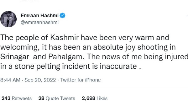 Emraan Haashmi Tweet
