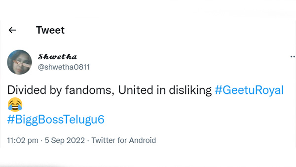 Bigg Boss Telugu Season 6 Geethu Royal