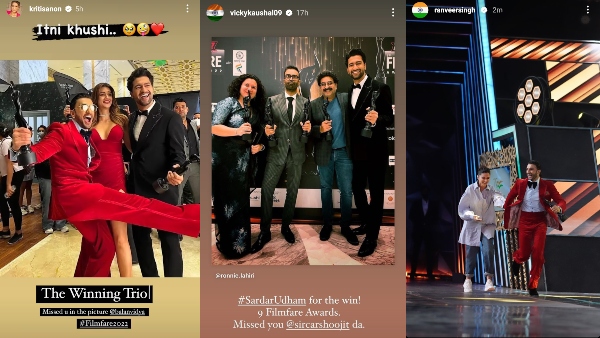 Ranveer Singh, Kriti Sanon, Vicky Kaushal Celebrate Their Big Win At Filmfare Awards 2022; See Pics