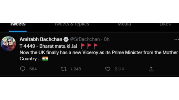Amitabh Bachchan tweet on Rishi Sunak 