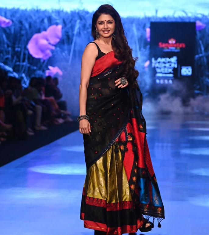 Bhagyashree in black saree