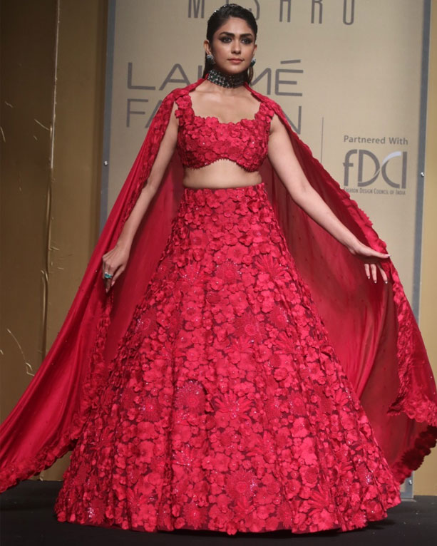 Mrunal stuns in red lehenga