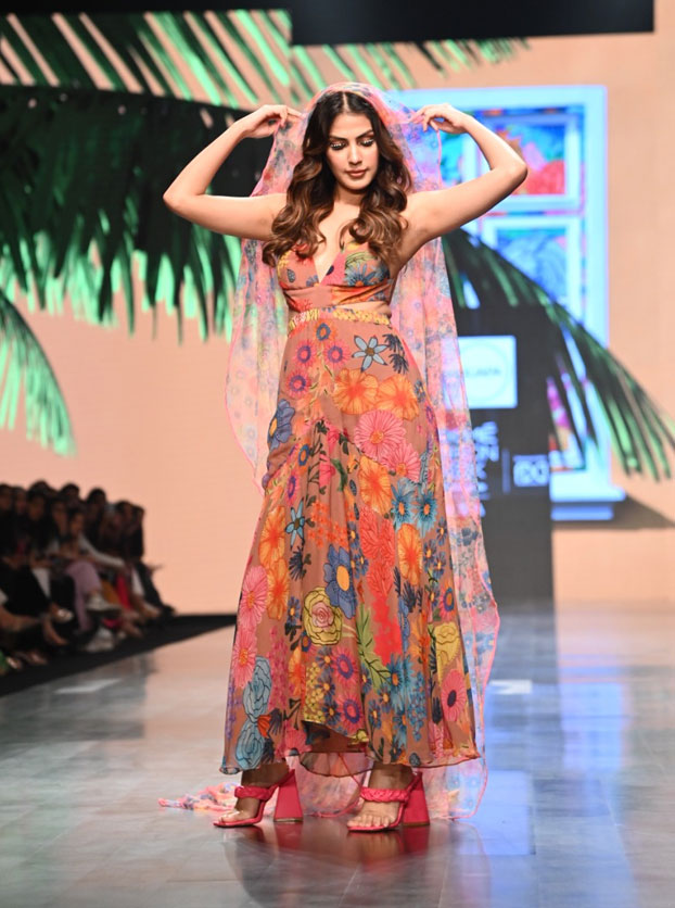 Rhea in floral outfit