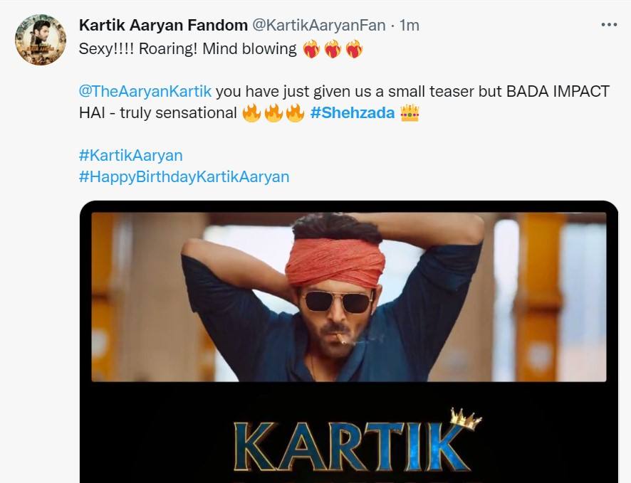 Kartik Aaryan Birthday Shehzada First LookTeaser