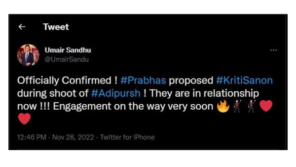 Prabhas-Kriti Sanon To Get Engaged 