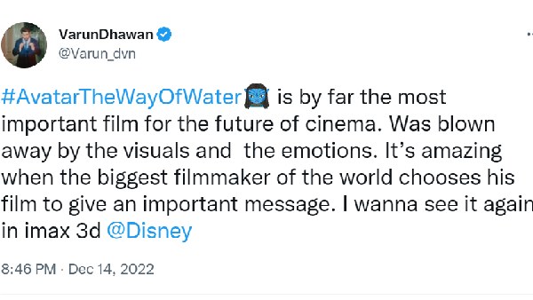 Varun Dhawan Says Avatar 2 Is The Most ‘Important’ Film