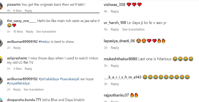 Fans react to TMKOCs post Fans react to TMKOCs post