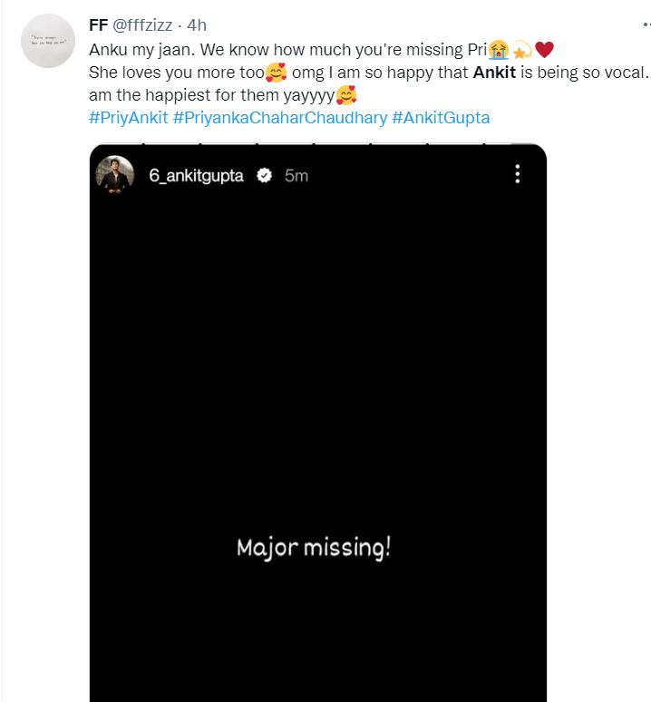 Fans Are Sure Ankit's Message Is For Priyanka