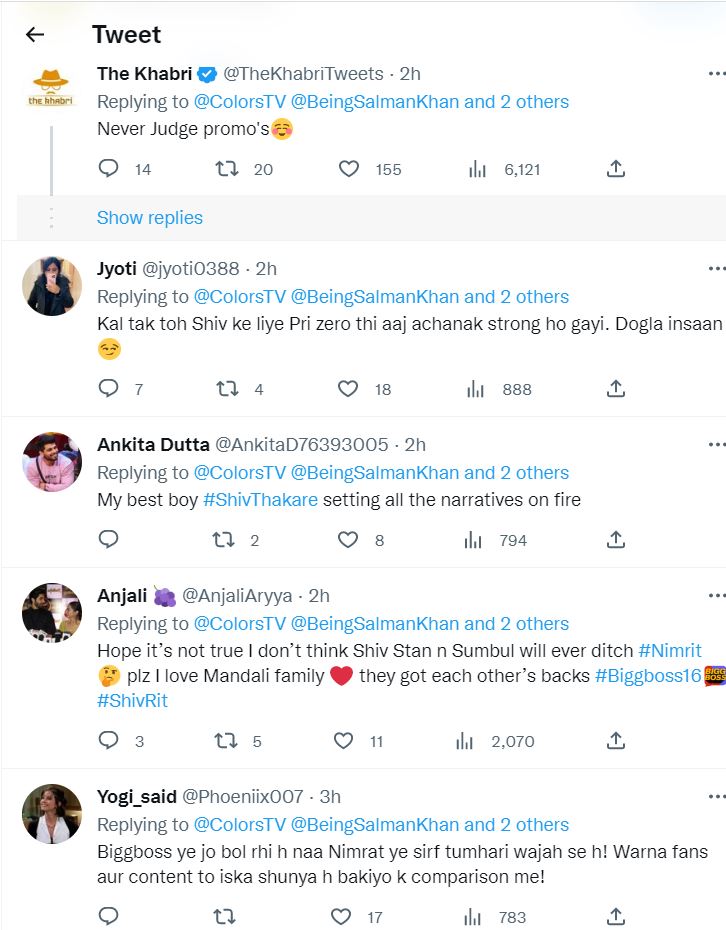 Bigg Boss 16 FANS REACT To Shiv's Remark About Priyanka Bigg Boss 16 FANS REACT To Shiv's Remark About Priyanka