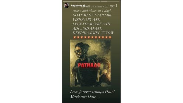 Karan Johar Celebrates Pathaan’s Box-Office Success with a congratulatory Note, See