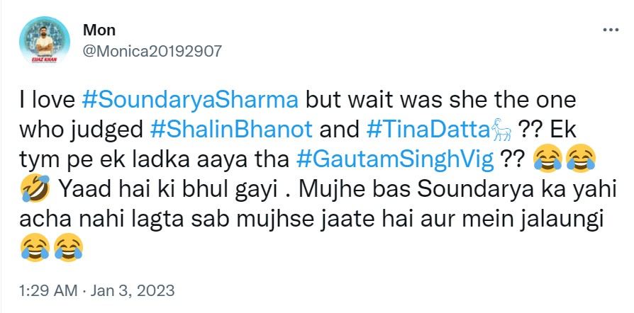 Bigg Boss 16 Soundarya Sharma Trolled Shalin Bhanot Tina Datta Closeness