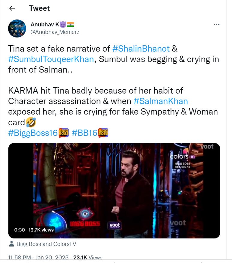 Sumbul Fans Miffed With Tina 