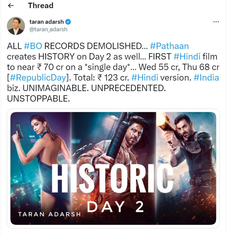 Pathaan Day 2 Box Office Collection In India