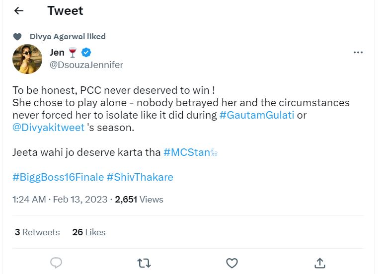 Divya Agarwal Likes Tweet Divya Agarwal Likes Tweet