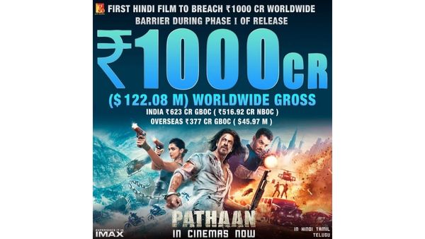 Pathaan Becomes 1st Hindi Film To Breach 1000 Cr On First Phase Of Its Release