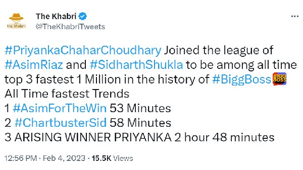 Priyanka Joins The League Of Asim Riaz And Sidharth Shukla Priyanka Joins The League Of Asim Riaz And Sidharth Shukla