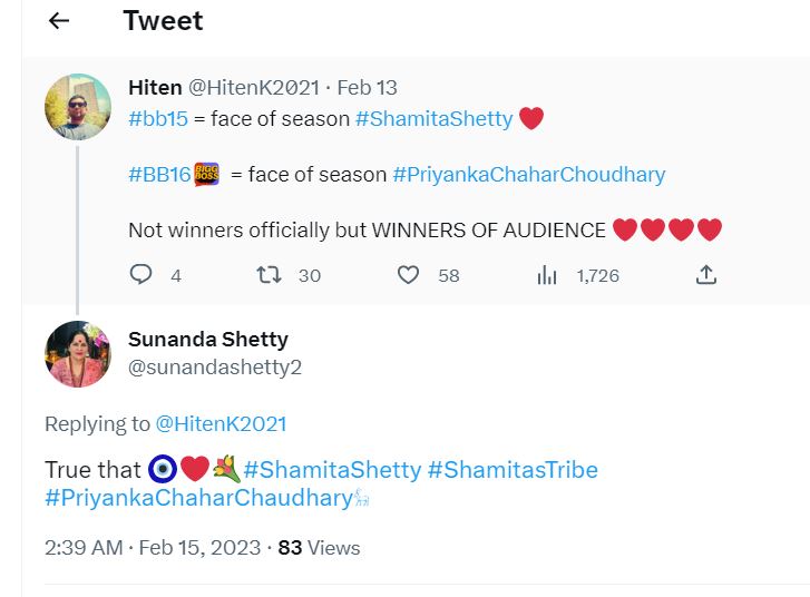 Sunanda Shetty REACTS To Tweet