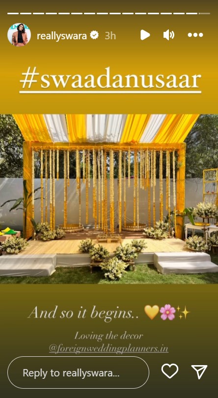 Swara Bhasker Shares A Glimpse Of Her Floral Haldi Decor