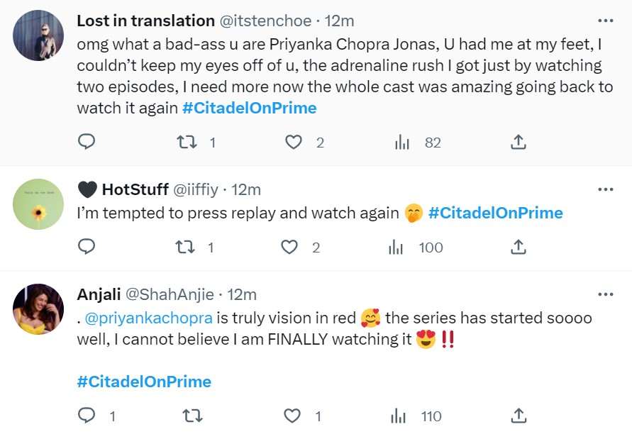 Citadel Twitter Review Priyanka Chopra Richard Madden